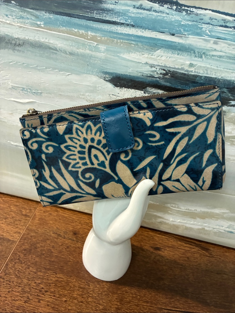 Patricia Nash Blue Greek Floral Women's Wallet Clutch - Stylish Printed Organize
